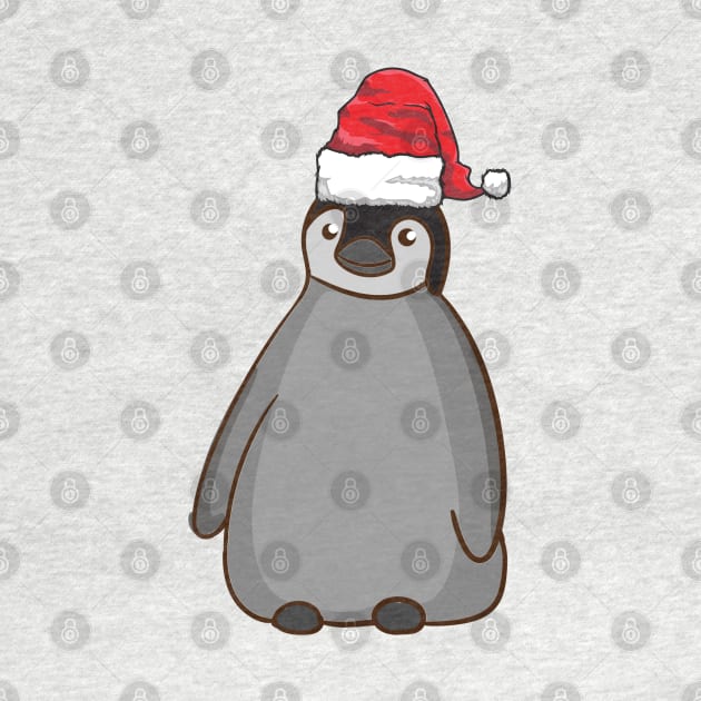 Santa Hat-Wearing Penguin Funny Christmas Holiday by Contentarama